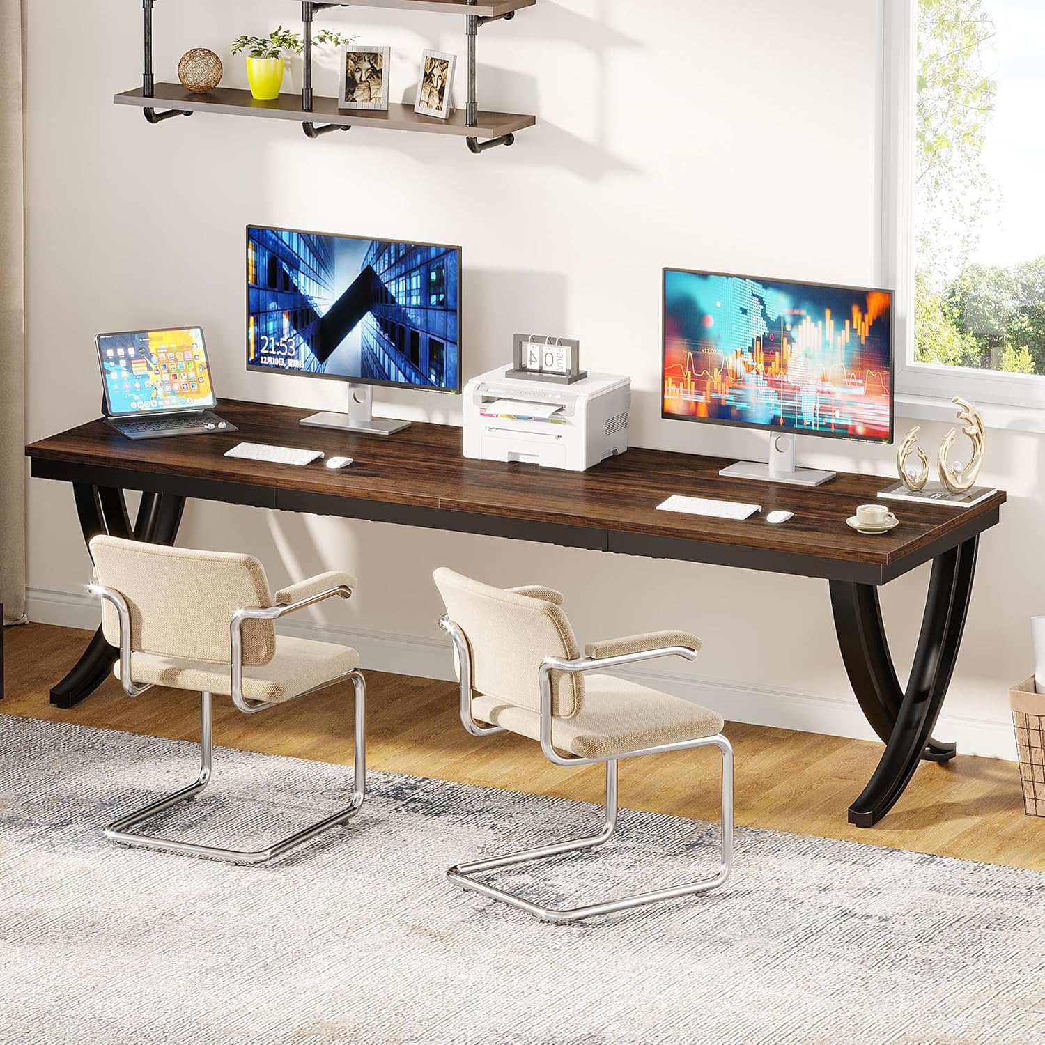 Tribesigns Bureau informatique, Double bureau long Table d'ordinateur pour deux - Image 3