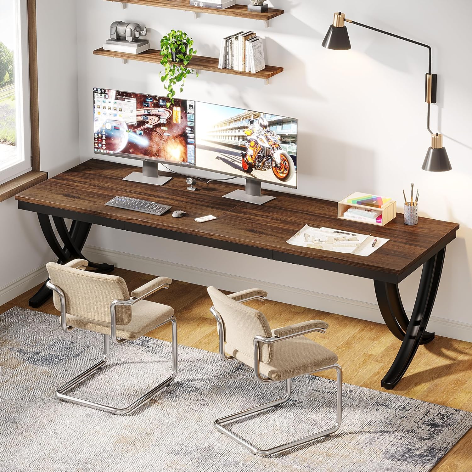 Tribesigns Bureau informatique, Double bureau long Table d'ordinateur pour deux - Image 4