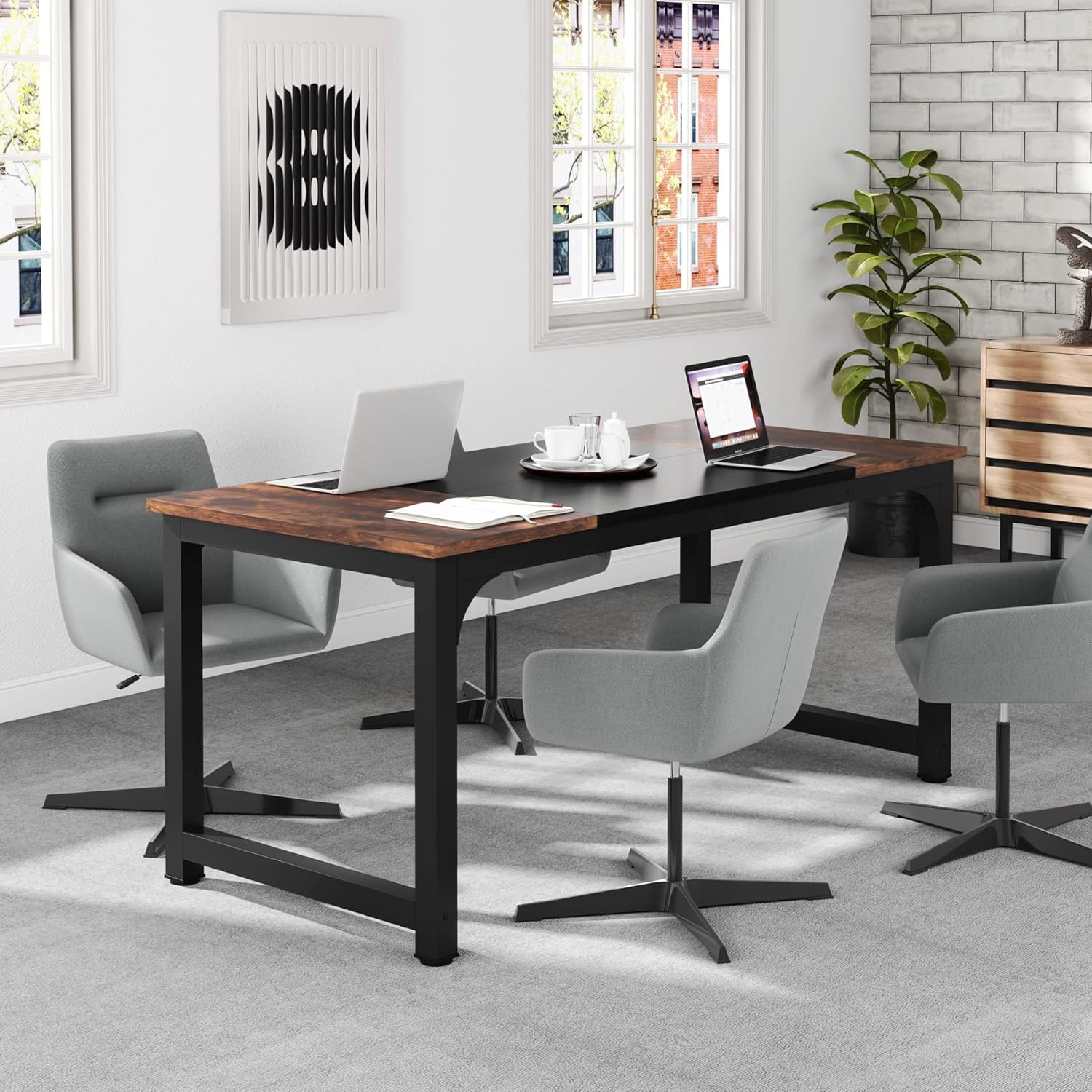 Tribesigns Bureau pour ordinateur, Bureau télétravail Mobilier de bureau design - Image 9