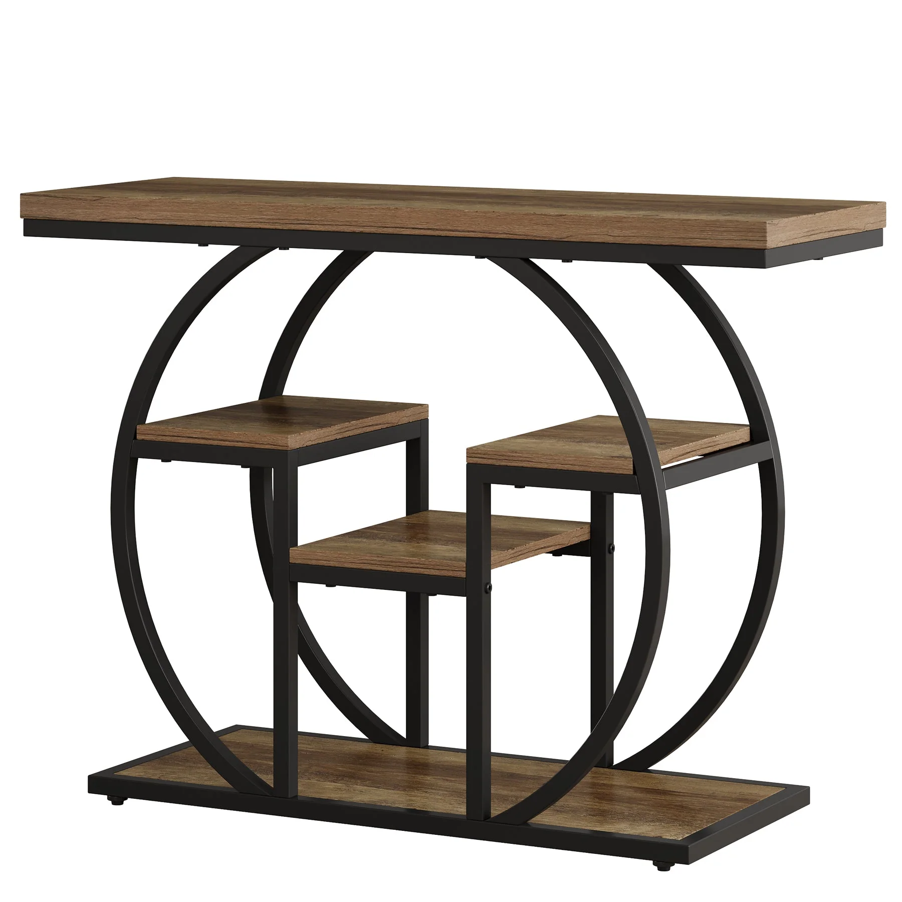 Tribesigns Console 105 cm de large avec 4 étagères, Table d'appoint de style industriel avec structure incurvée - Image 8