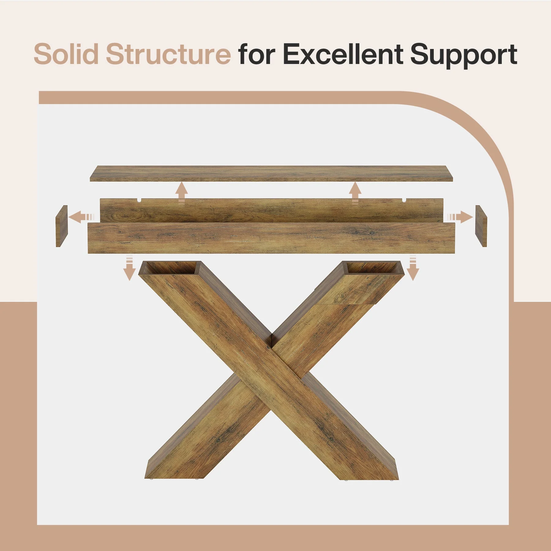 Tribesigns Console de 140 cm, Table d'appoint en bois au design unique - Image 5