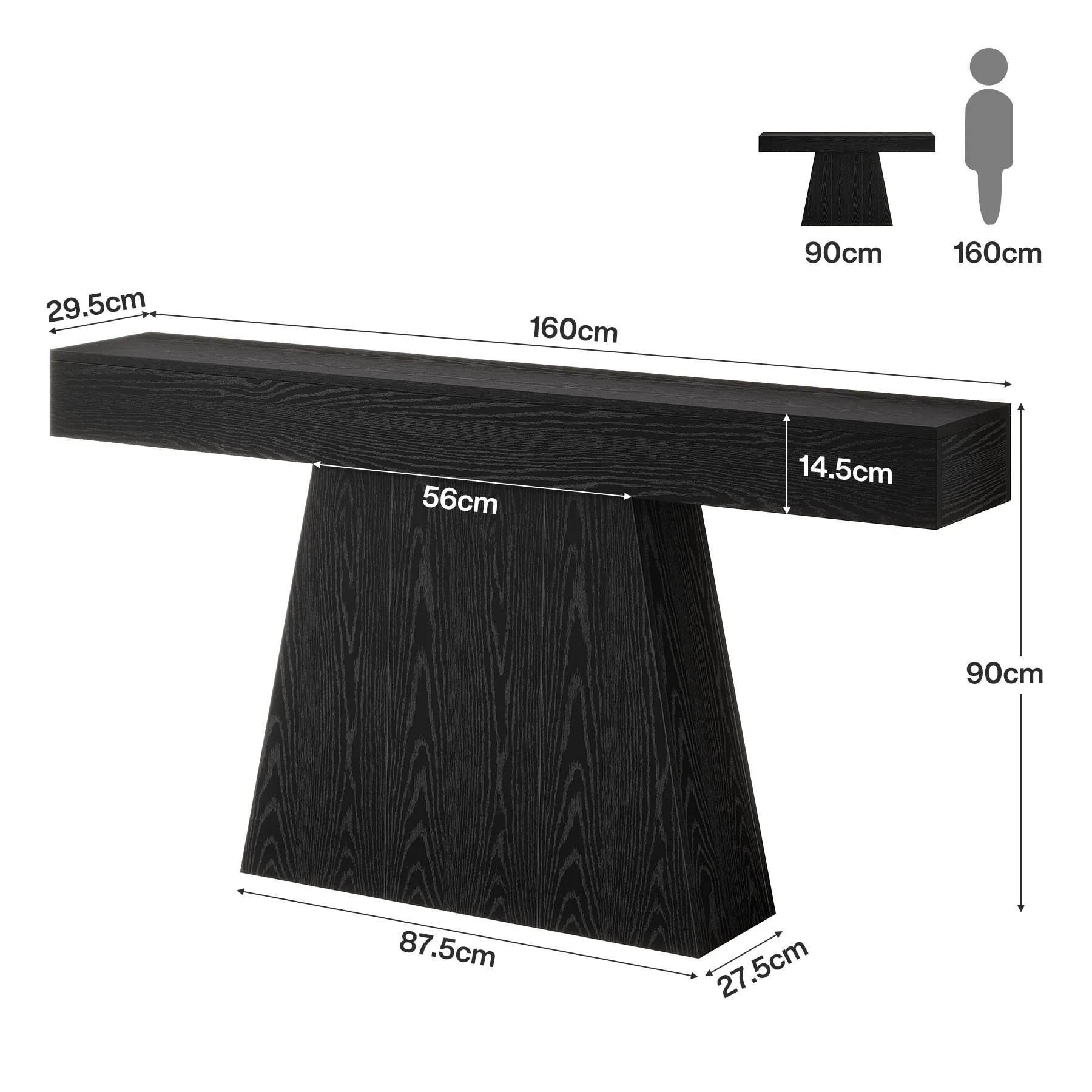 Tribesigns Console de 160 cm, Table d'entrée étroite de style campagnard avec piètement trapézoïdal - Image 2