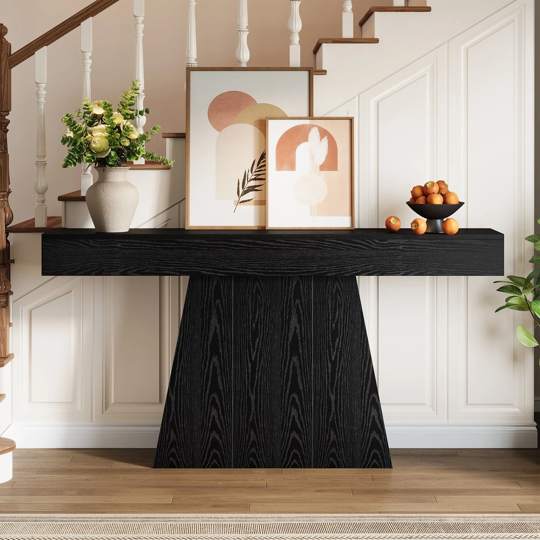 Tribesigns Console de 160 cm, Table d'entrée étroite de style campagnard avec piètement trapézoïdal - Image 6