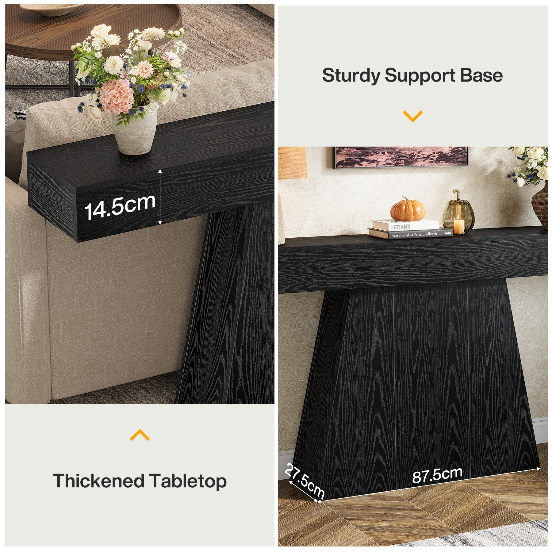 Tribesigns Console de 160 cm, Table d'entrée étroite de style campagnard avec piètement trapézoïdal - Image 9