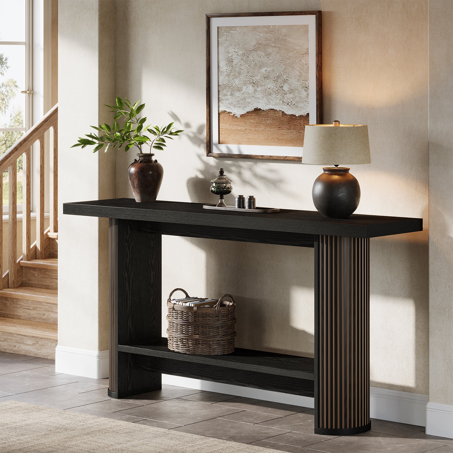 Tribesigns Console de style maison de campagne de 140 cm, Table étroite pour couloir et canapé - Image 8