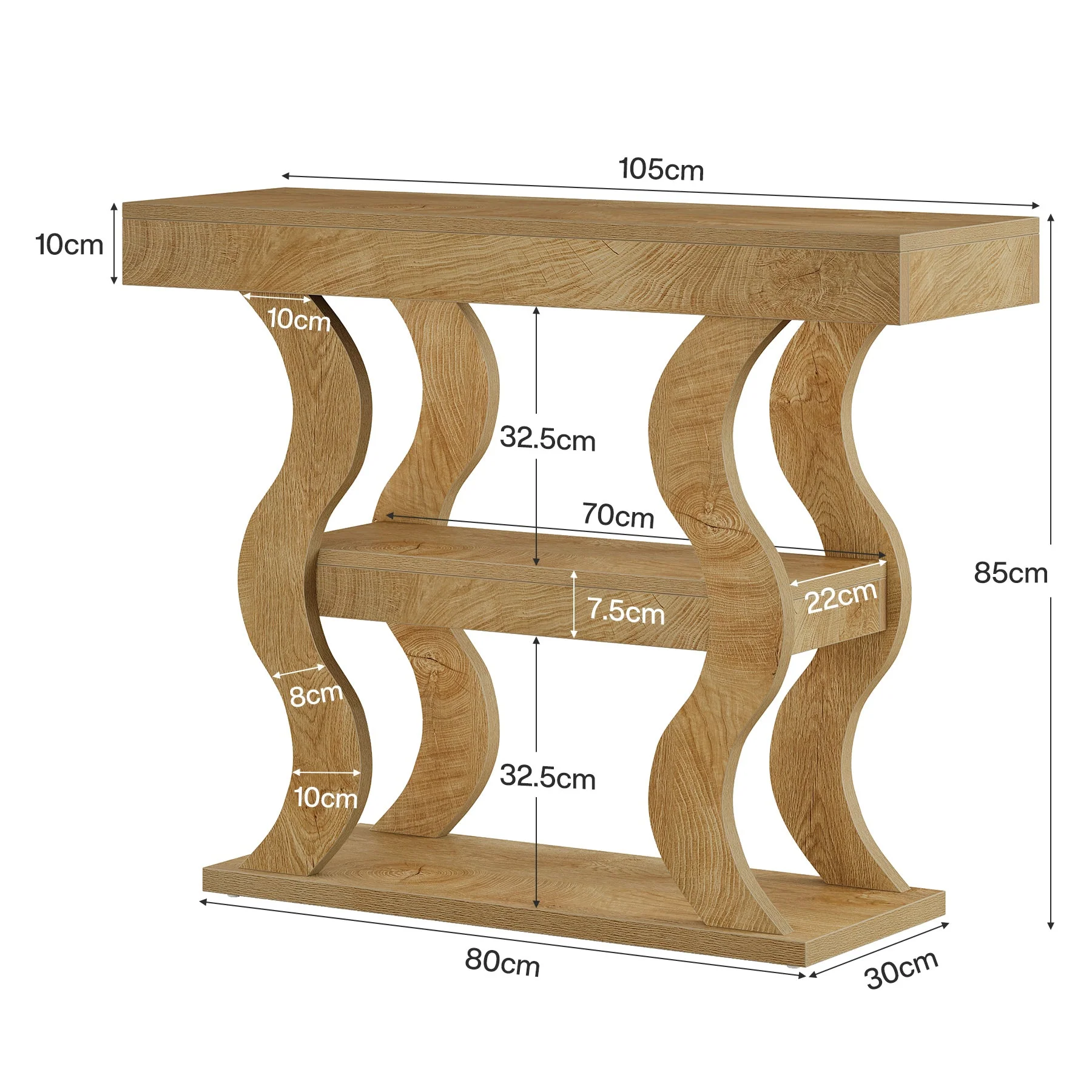Tribesigns Console étroite 105 cm, Table d'entrée à 3 niveaux avec étagères - Image 2