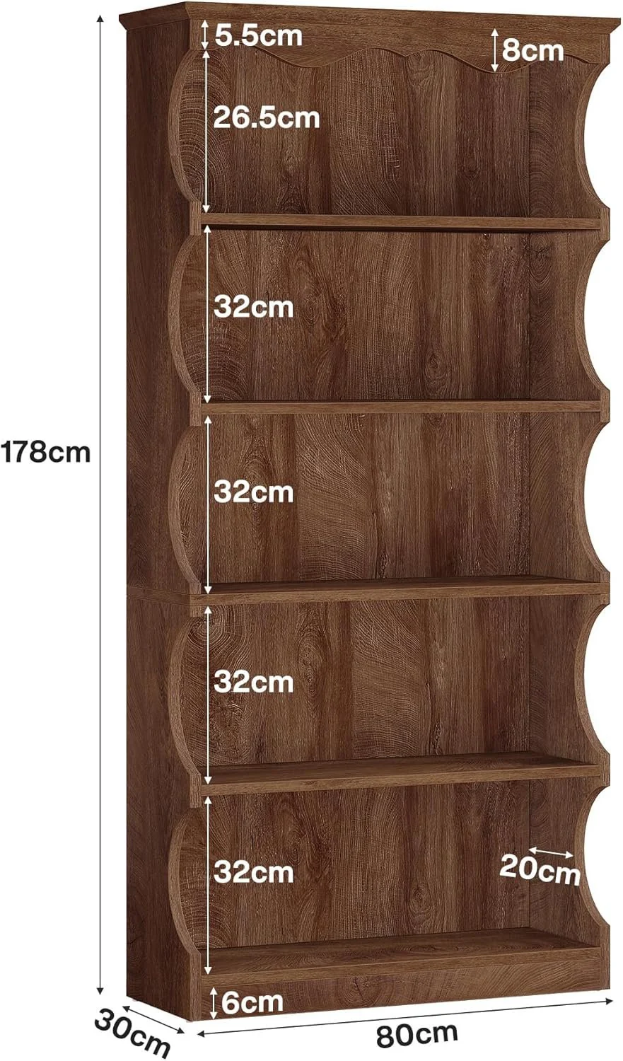 Tribesigns Étagère à 6 Niveaux, 180 cm de Hauteur, Bibliothèque autoportante avec rangements - Image 2