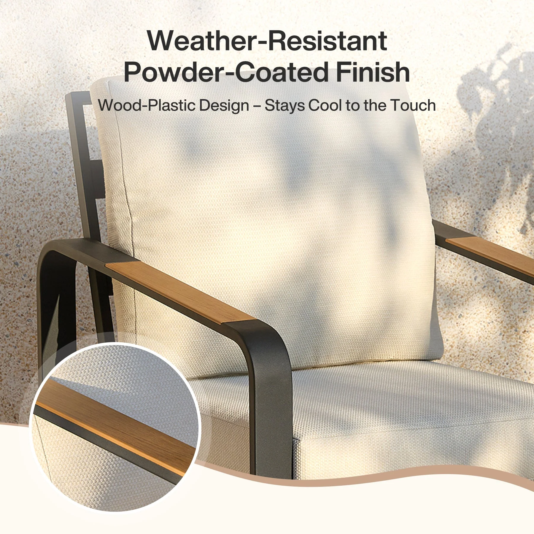 Tribesigns Fauteuil de jardin avec coussins, Chaise de patio en aluminium pour balcon ou jardin - Image 6