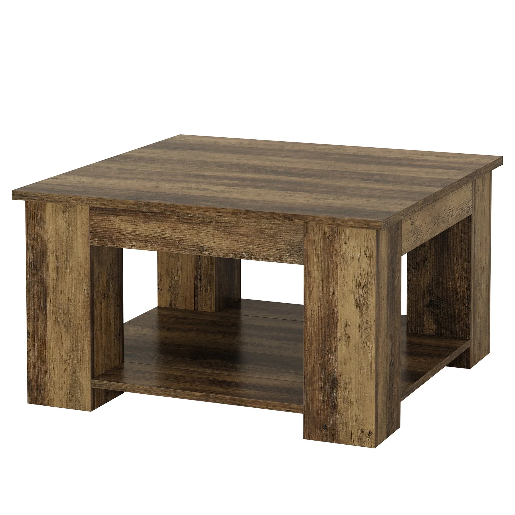 Tribesigns Table basse carrée de 80 cm, Table de salon à 2 niveaux avec rangement - Image 8