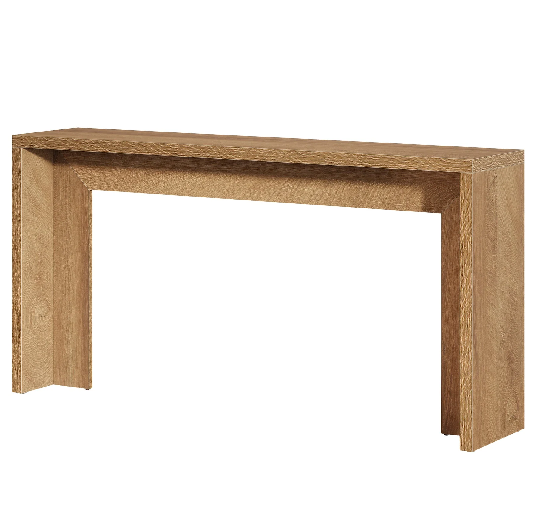 Tribesigns Table console de style campagnard de 140 cm avec rangement, Table basse marron rustique - Image 9