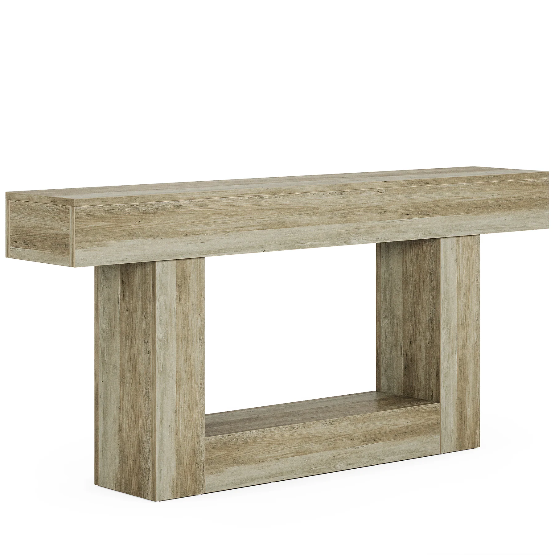 Tribesigns Table console en bois de 160 cm, Table de canapé de ferme à 2 niveaux Table d'entrée - Image 11