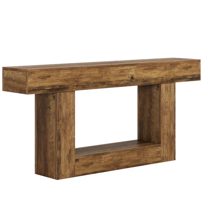 Tribesigns Table console en bois de 160 cm, Table de canapé de ferme à 2 niveaux Table d'entrée - Image 9