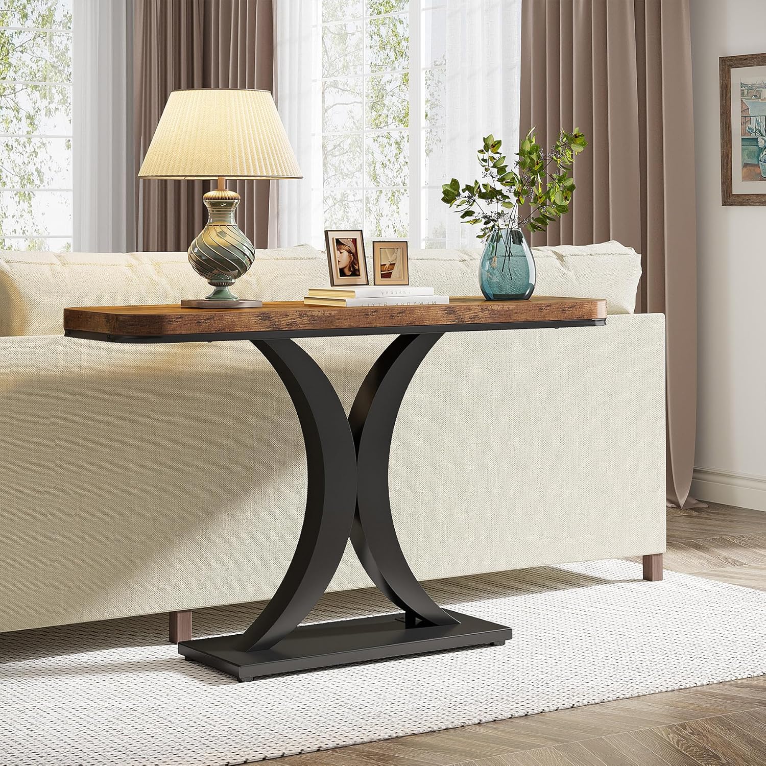 Tribesigns Table console, Table d'entrée étroite avec base géométrique - Image 5