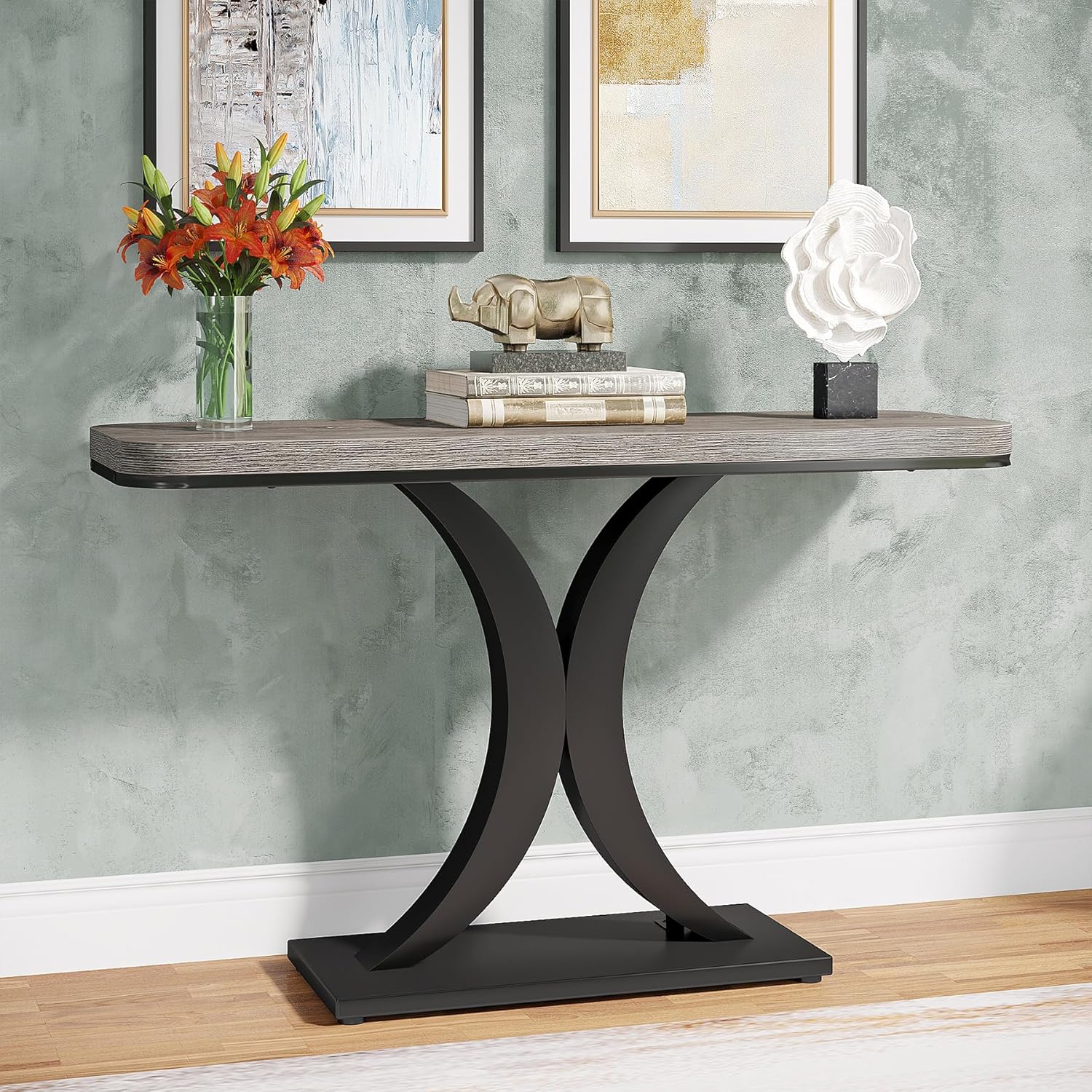 Tribesigns Table console, Table d'entrée étroite avec base géométrique - Image 7