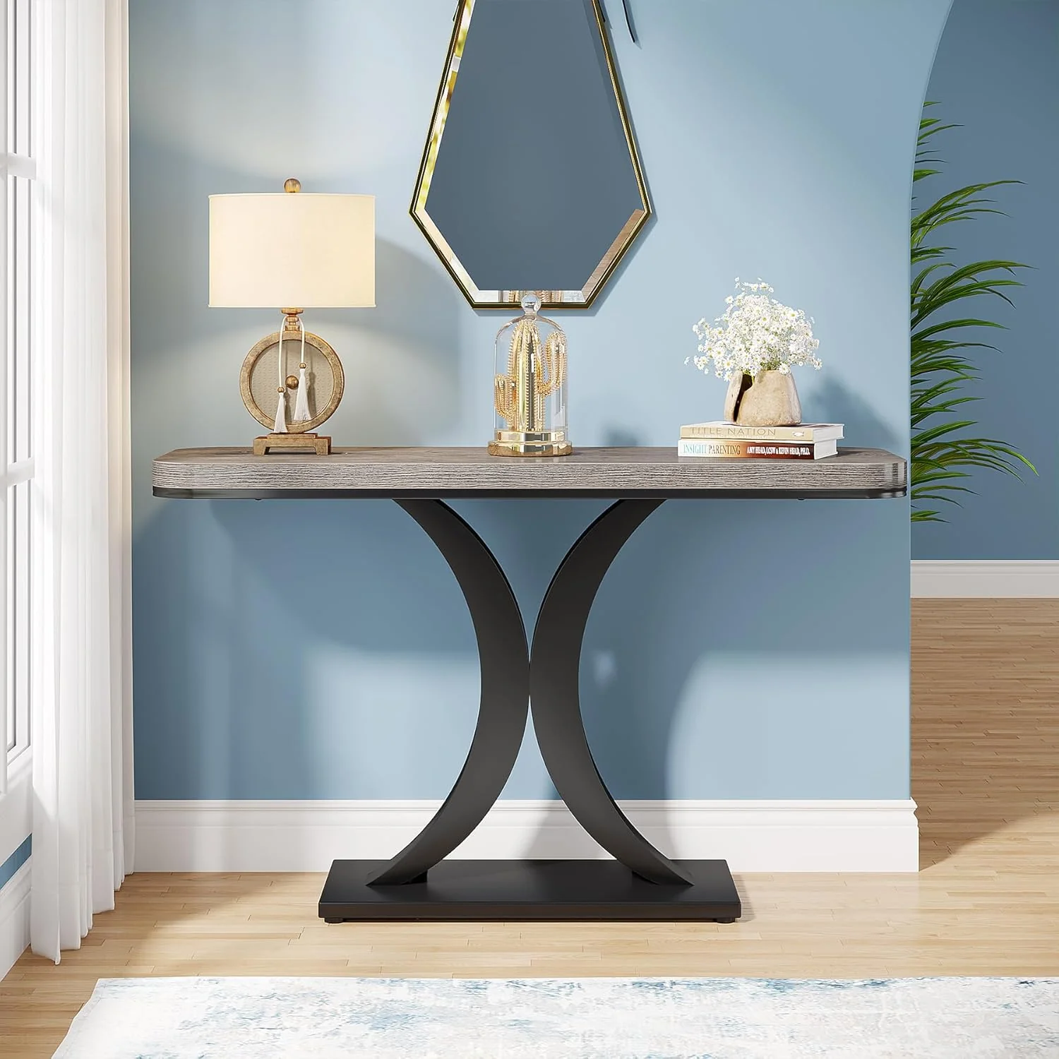 Tribesigns Table console, Table d'entrée étroite avec base géométrique - Image 8