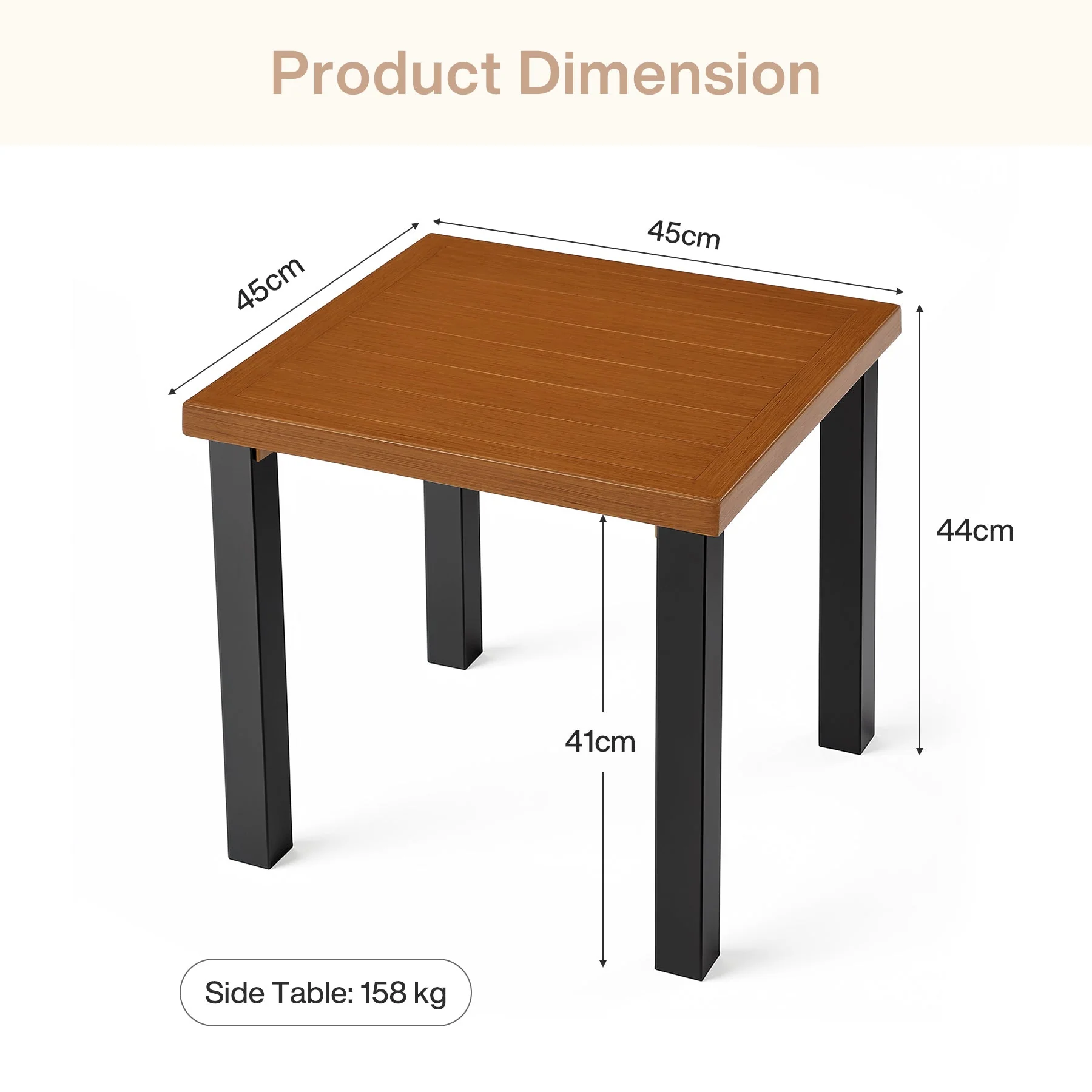 Tribesigns Table d'appoint d'extérieur résistante aux intempéries, Table de balcon aspect bois - Image 2