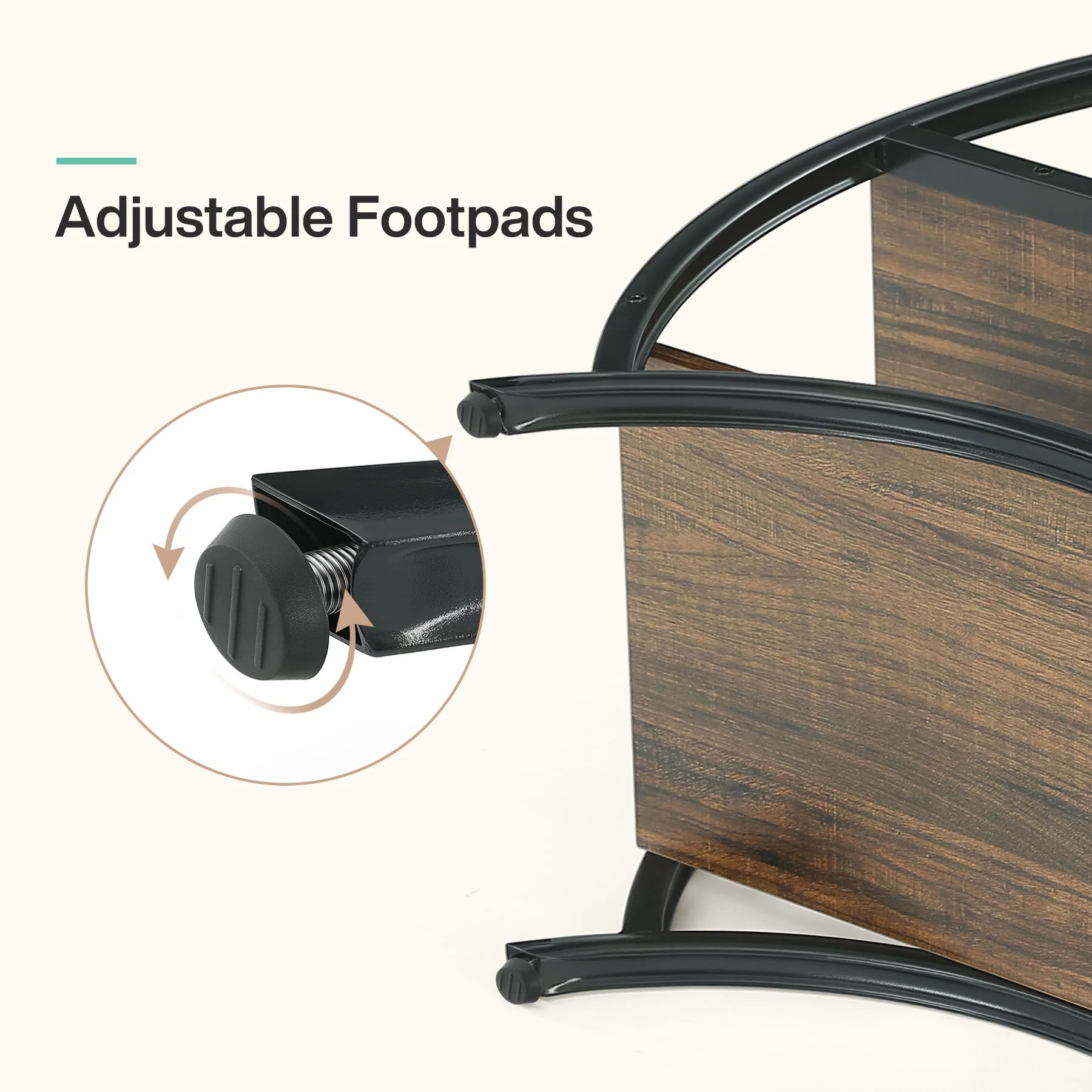 Tribesigns Table d'appoint étroite de 60 cm avec 3 niveaux de rangement, Table de chevet industrielle pour salon ou chambre - Image 9