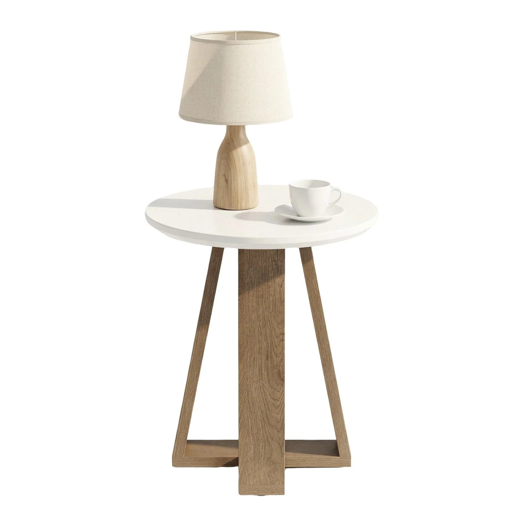 Tribesigns Table d'appoint ronde 50 cm, Table de chevet moderne blanche pour salon et chambre - Image 9