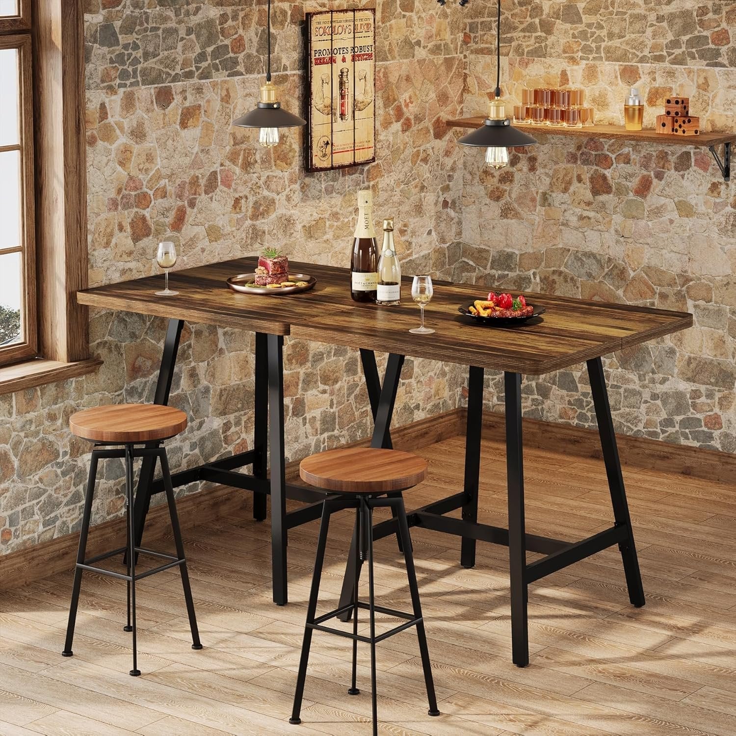 Tribesigns Table de bar carrée de 79 cm, Table de bar haute et compacte avec plateau épais - Image 5