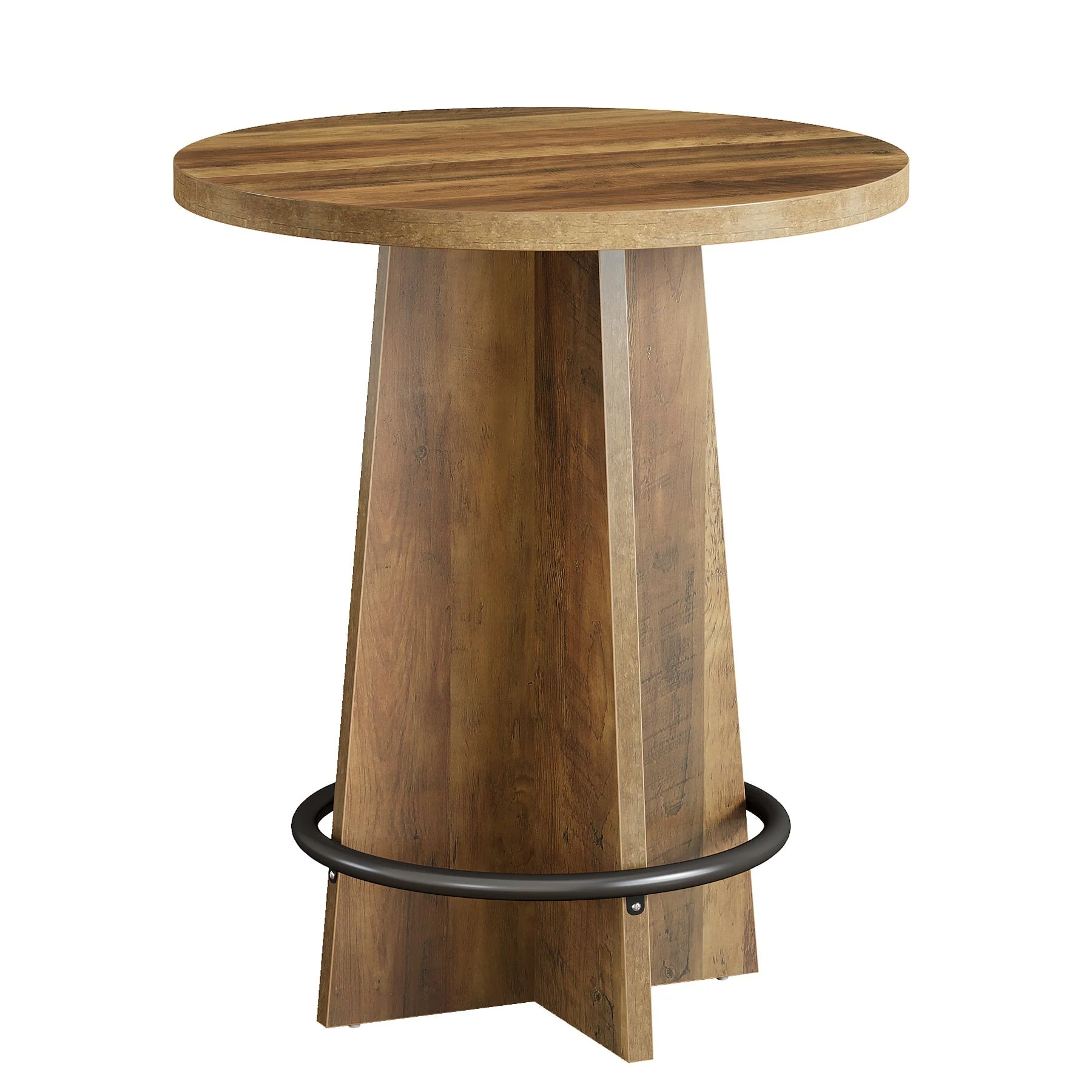 Tribesigns Table de bar de 80 cm, Table de pub en bois avec repose-pieds annulaire en métal - Image 10