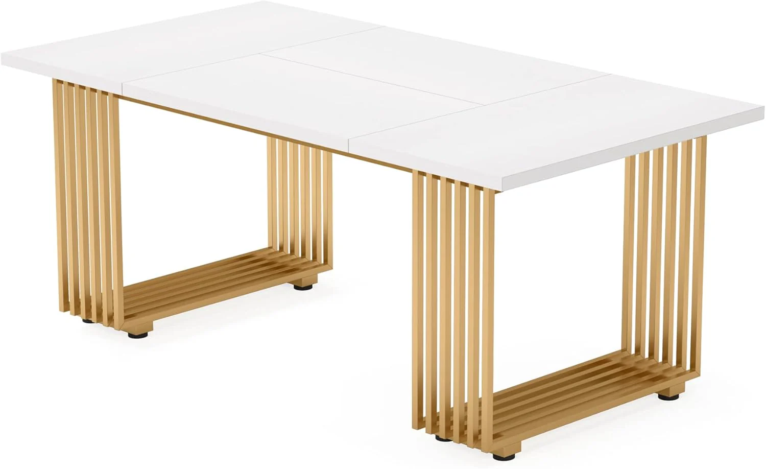 Tribesigns Table de salle à manger moderne pour 6 à 8 personnes, Table de salle à manger blanche - Image 5