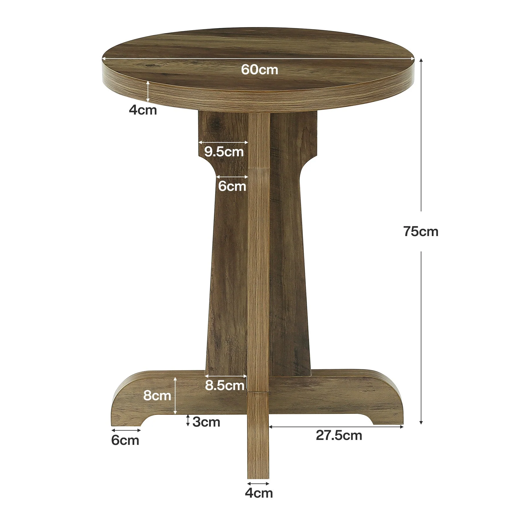 Tribesigns Table de salle à manger ronde 60 cm pour 2 personnes, Petite table de cuisine style champêtre - Image 2