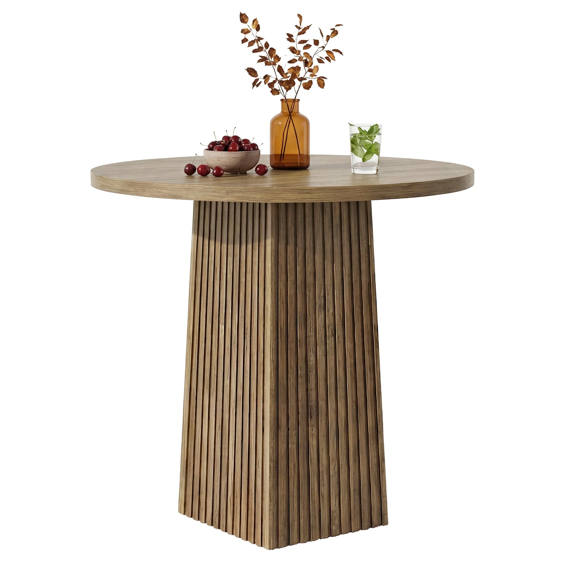 Tribesigns Table de salle à manger ronde de 80 cm, Table à pied central en bois pour 2 personnes - Image 13