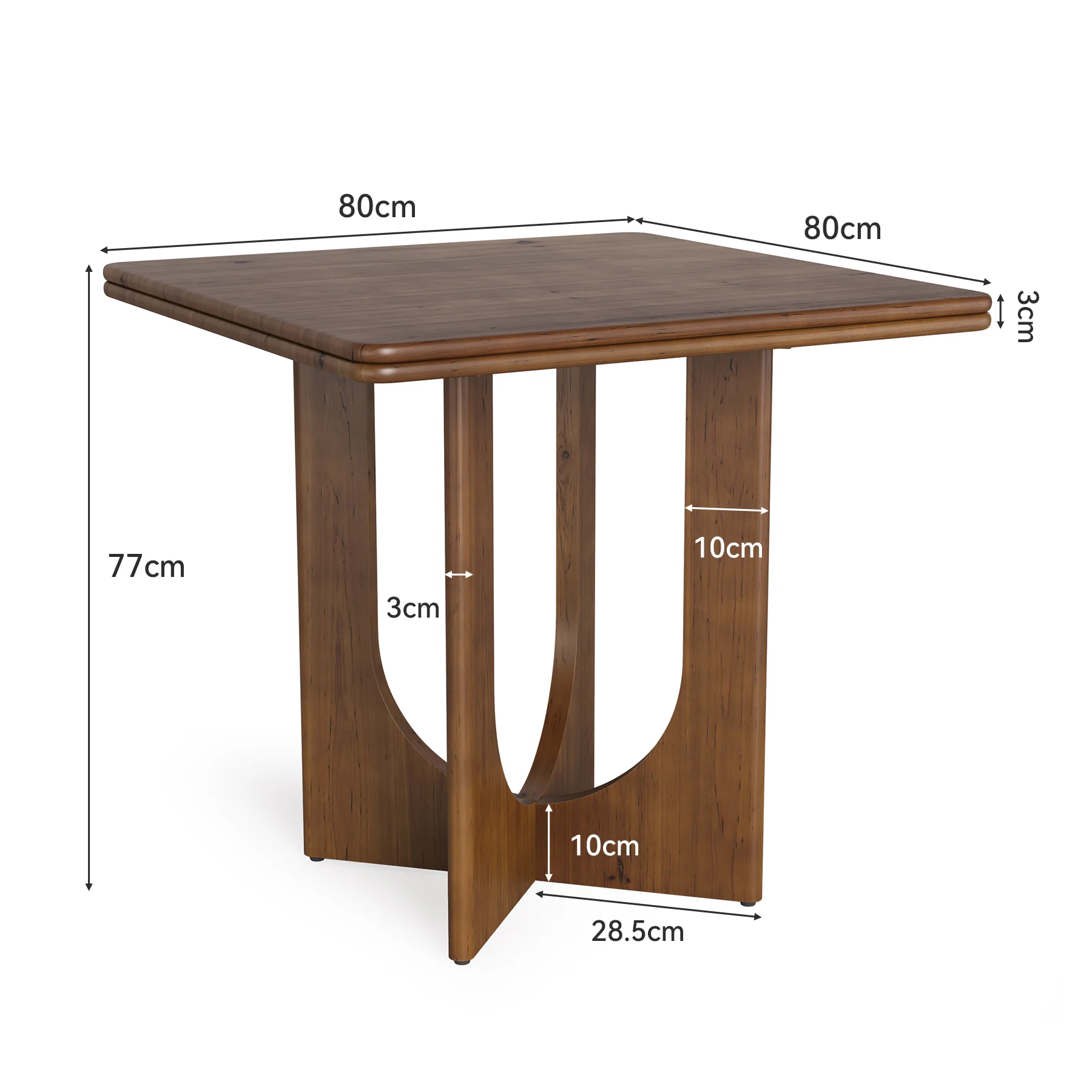 Tribesigns Table de salle à manger, Table de cuisine industrielle en bois massif carrée 80 cm - Image 2